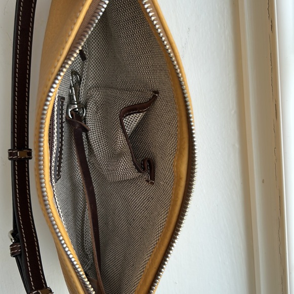 Dooney & Bourke Yellow and Brown Pebbled Leather Shoulder Bag - Picture 6 of 7